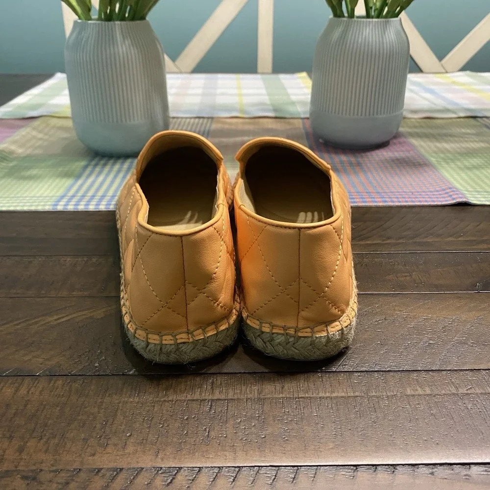 Talbots Shoes Women's 7.5 Slip‎ On Izzy Quilted Nappa Espadrille Flats Orange